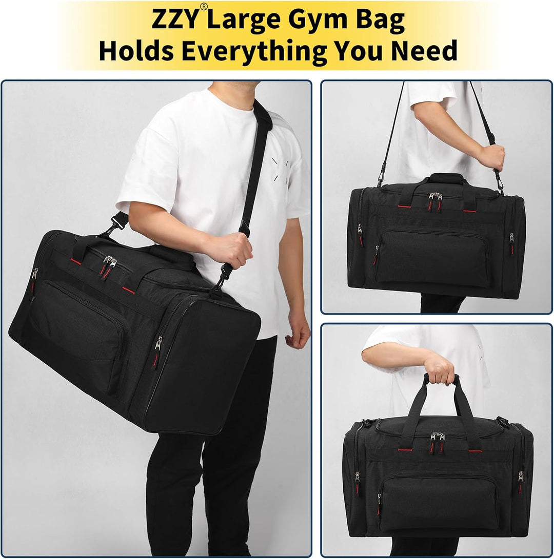 ZZY 55L Sporttasche Herren mit 2 Seitentaschen grosse Reisetasche für Fitness, Training und Reisen 5
