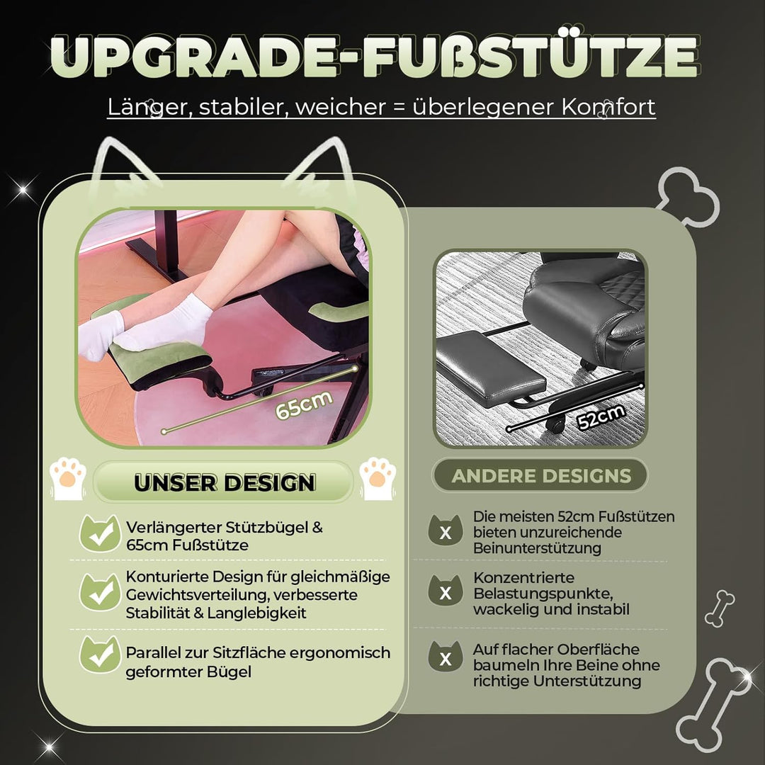GTPLAYER Niedlicher Gaming Stuhl mit Samtstoff, Gaming Chair, ergonomischer Bürostuhl Gamer Stuhl mi