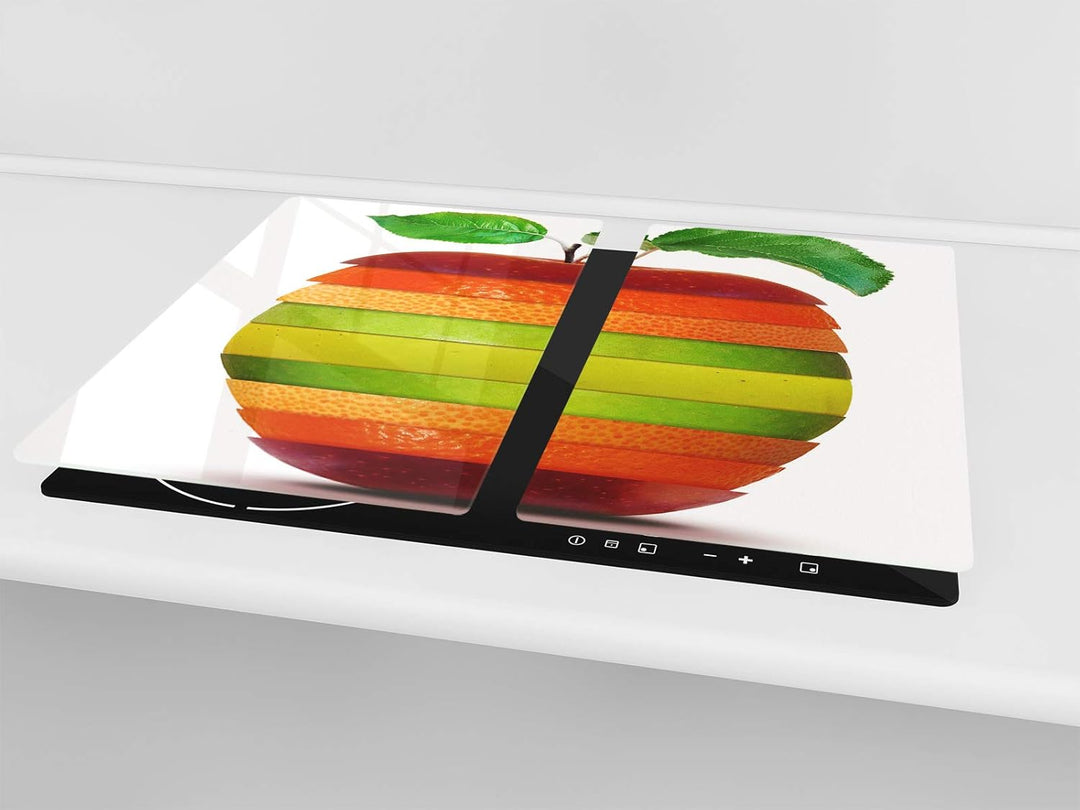 Küchenbrett aus Hartglas und Induktionskochplattenabdeckung – Schneideplatten SINGLE mit 60 x 52 cm
