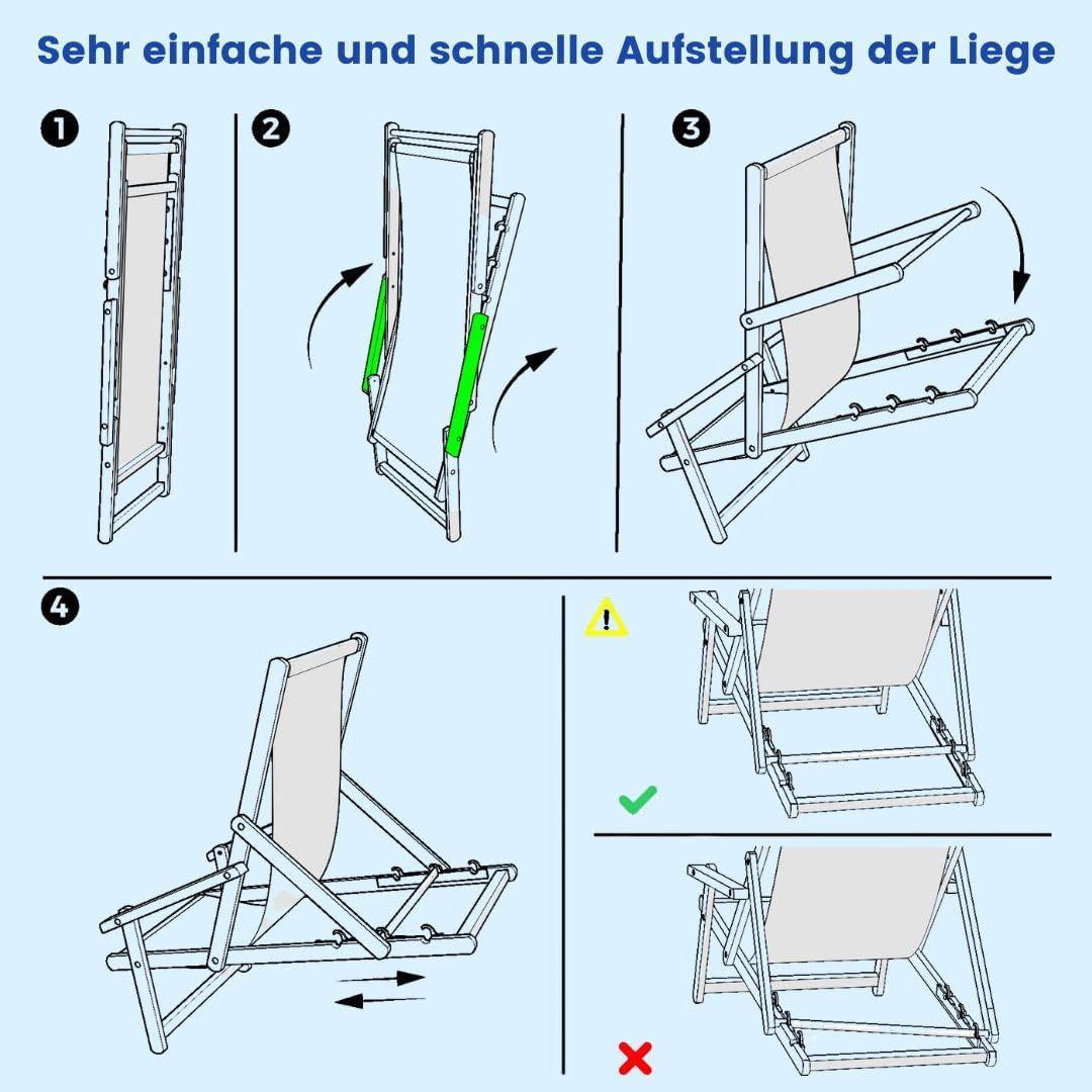 Holz Sonnenliege Strandliege Liegestuhl aus Holz 3 Stufen Klappbare Gartenliege mit Armauflagen grau