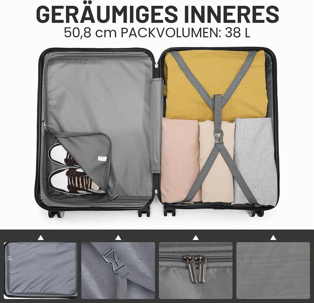 Kono Koffer Trolley Hartschale Handgepäck Zwillingsrollen Leichtgewicht ABS Kabinentrolley Reisekoff