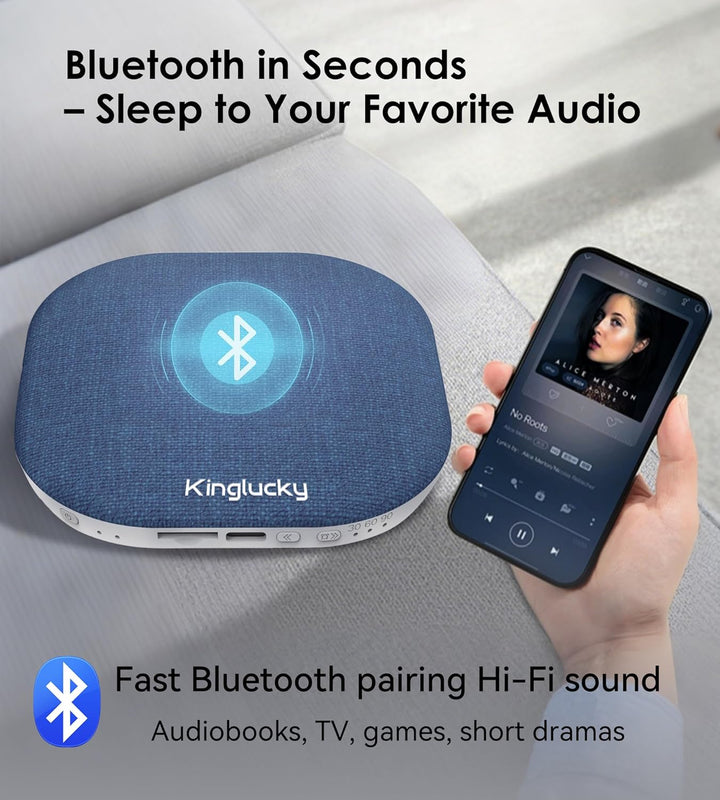 King Lucky Kissen Lautsprecher Bluetooth Klein Regengeräusche zum Einschlafen – Mini Schlaflautsprec