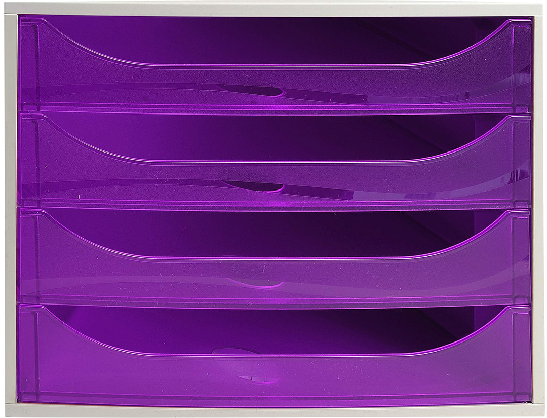 Exacompta 228619D Ablagebox Linicolor mit 4 Schubladen für DIN A4+ Dokumente. Ecobox mit hoher Kapaz