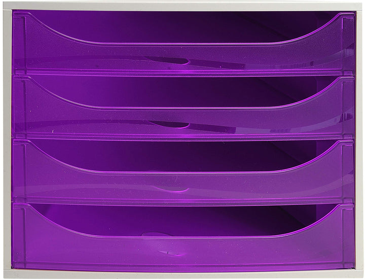 Exacompta 228619D Ablagebox Linicolor mit 4 Schubladen für DIN A4+ Dokumente. Ecobox mit hoher Kapaz