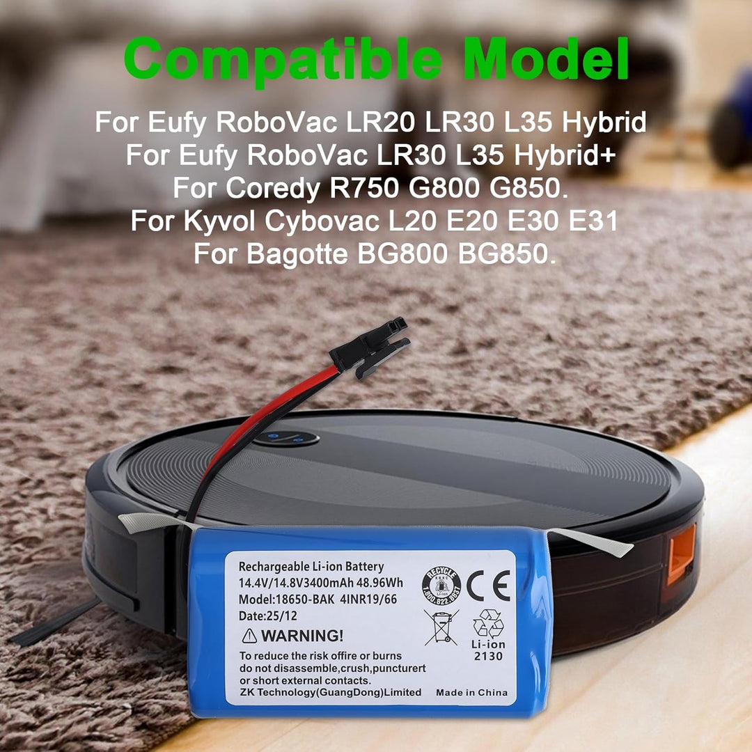3400mAh Akku Kompatibel mit Kyvol Cybovac L20 E20 E30 E31, RoboVac LR20 LR30 L35 Hybrid LR30 L35 Hyb