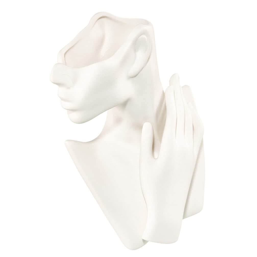 Veemoon Büste Frauenkörper Keramik Statue Vase Face Pot Bust Kopfform Vase für Home Office Dekoratio