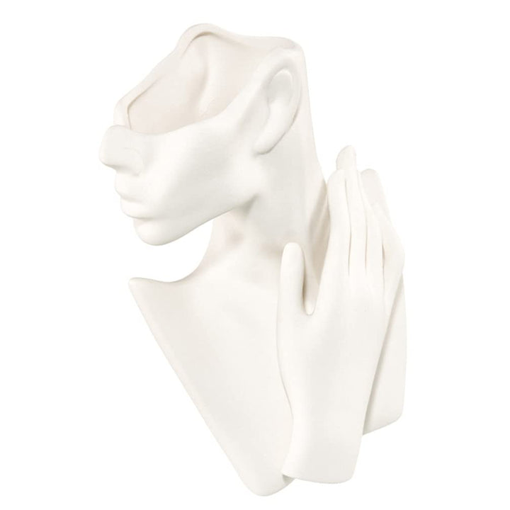 Veemoon Büste Frauenkörper Keramik Statue Vase Face Pot Bust Kopfform Vase für Home Office Dekoratio