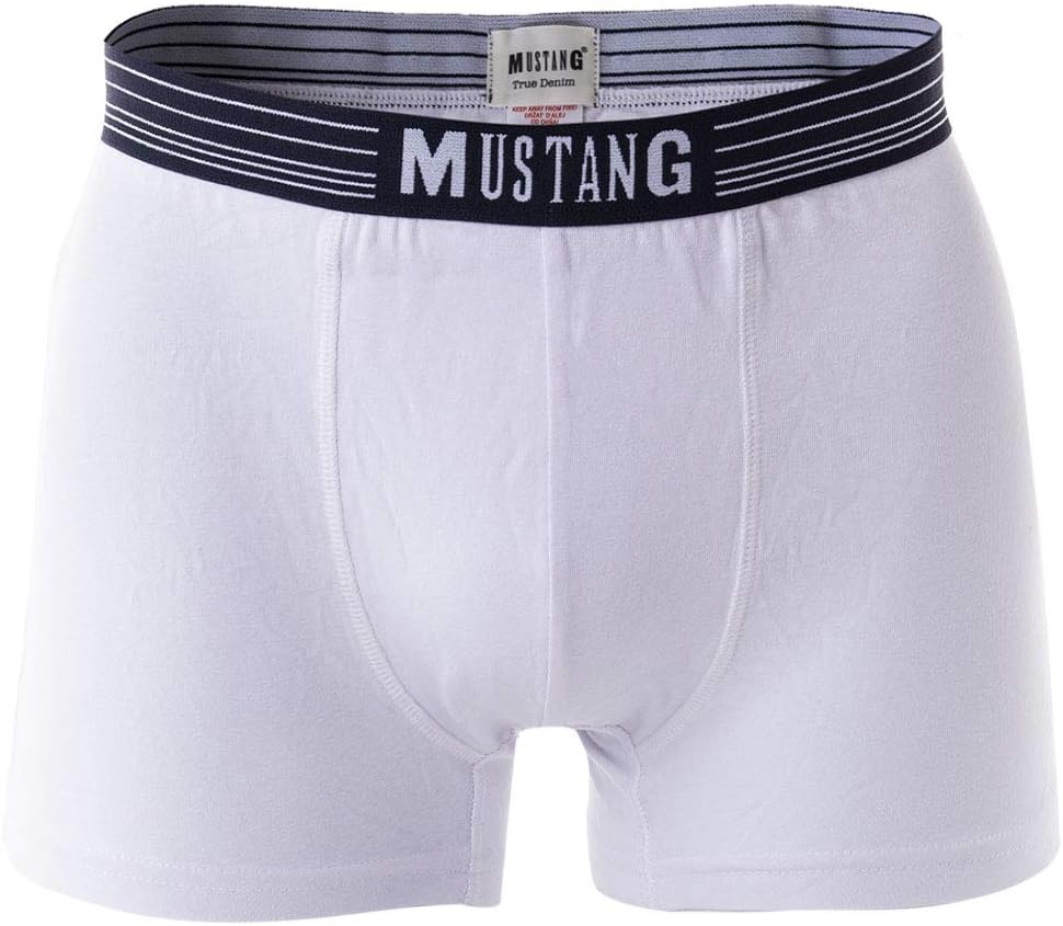 Mustang 3er Pack - Herren Boxershorts aus Baumwolle, Unterhosen für Männer, Navy/Weiss/Rot