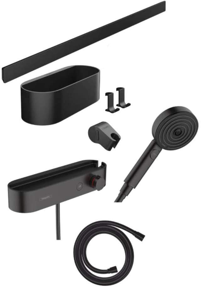 hansgrohe WallStoris - Badezimmer Set, Zubehör Set für das Bad, 7-teilig, mit Duschkopf wassersparen