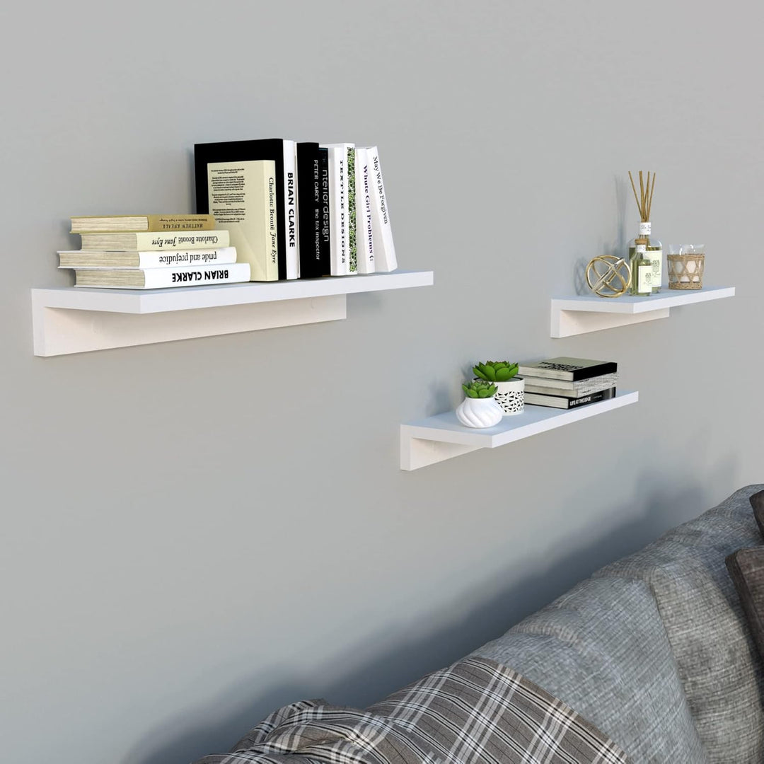 Henor Set mit 3 Wandregalen aus FSC® Holz 55 x 17 x 7.5 cm. Weiss 3x55 Weiss, 3x55 Weiss