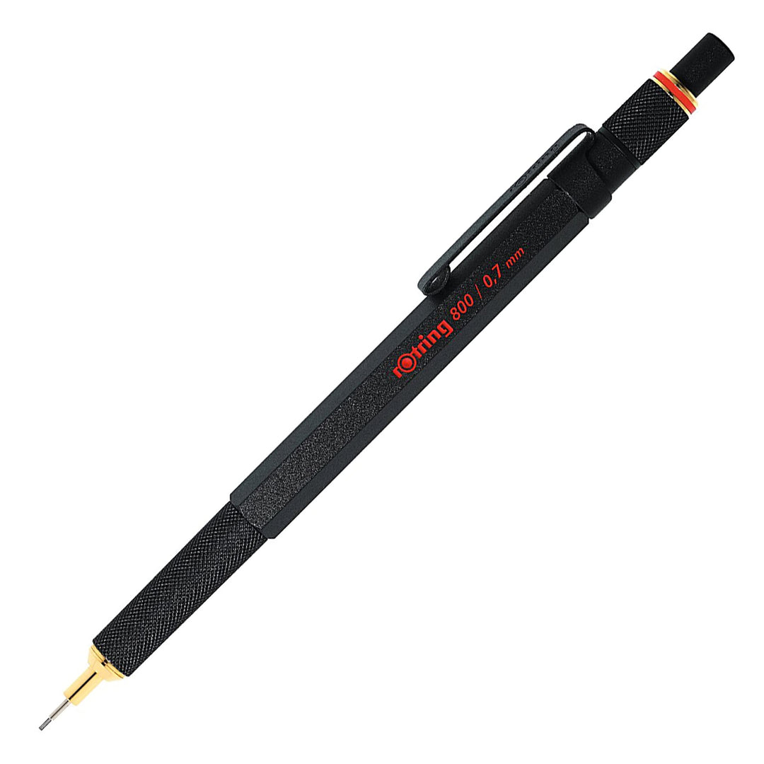 rOtring 800 Druckbleistift mit Einzug | 0,7 mm | Schwarz Schwarz 0,7mm Druckbleistift Single, Schwar