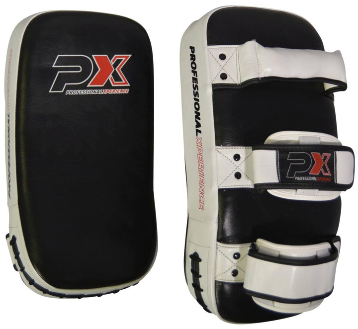 PX Thai Pad (Paar) - Arm Makiwara - Echtleder schwarz-weiss - Schlagpolster, Pratze - Kickboxen, Tha