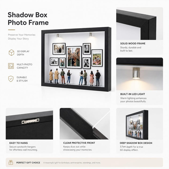 DIY Mini Museum Bilderrahmen, Foto Erinnerungsanzeige Set, Holzrahmen | DIY Mini Museum Silhouette B