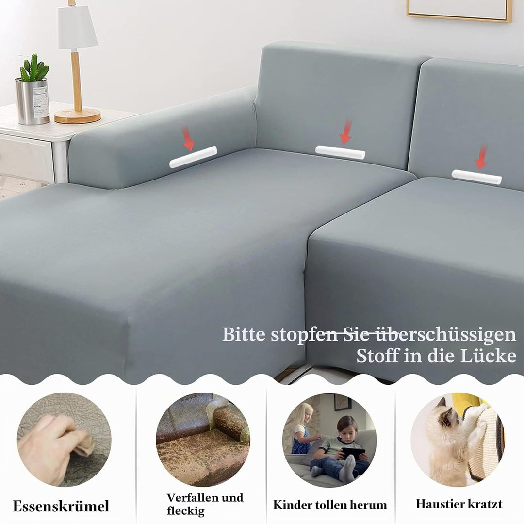 Jaotto Sofa Überwürfe Sofabezug Elastische Spandex Stretch Sofabezüge Couchbezug für L-Form Sofa Uni