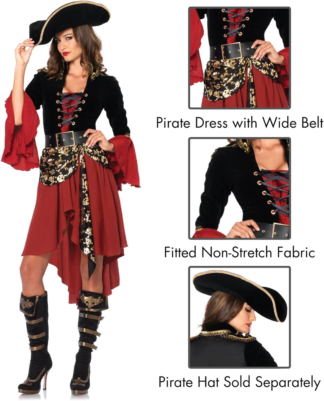 LEG AVENUE 85214 - Cruel Seas Captain Kostüm Set Grösse: S (EUR 36), Grösse: S (EUR 36)