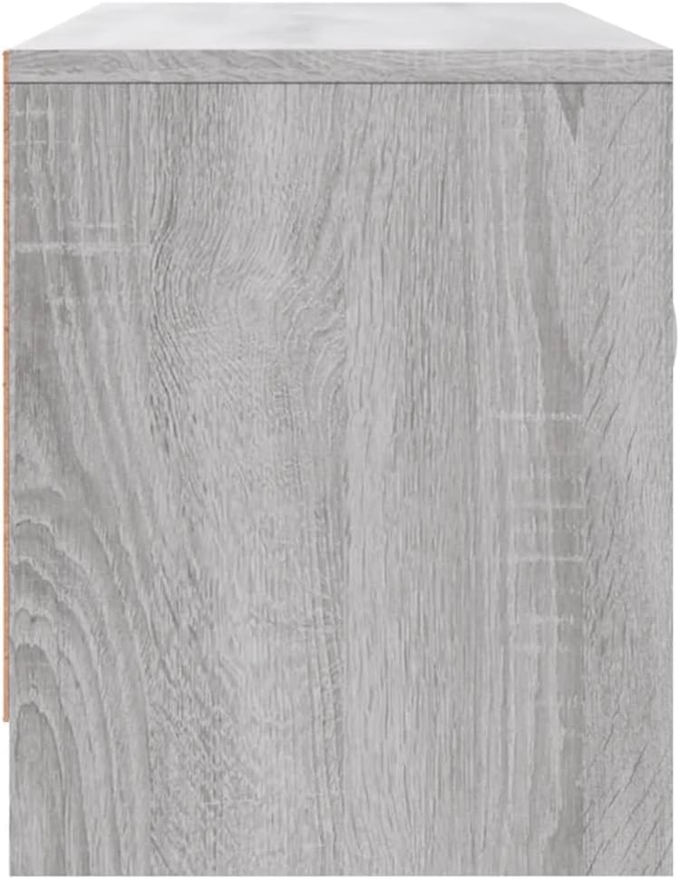 TV-Schrank Sonoma-Grau 102 x 30 x 37,5 cm aus mehrschichtigem Holz mit Türen und Ablage – Konsole fü