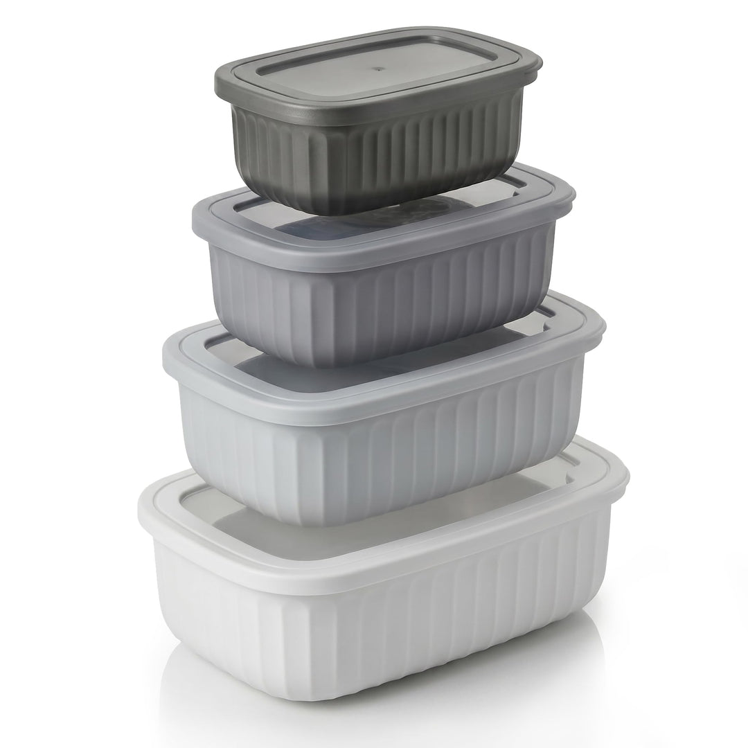 Arendo – Vorratsdosen mit Deckel – Lunchbox Set - 4 Dosen bis zu 4 Liter – Dampf-/Druckventil – inei