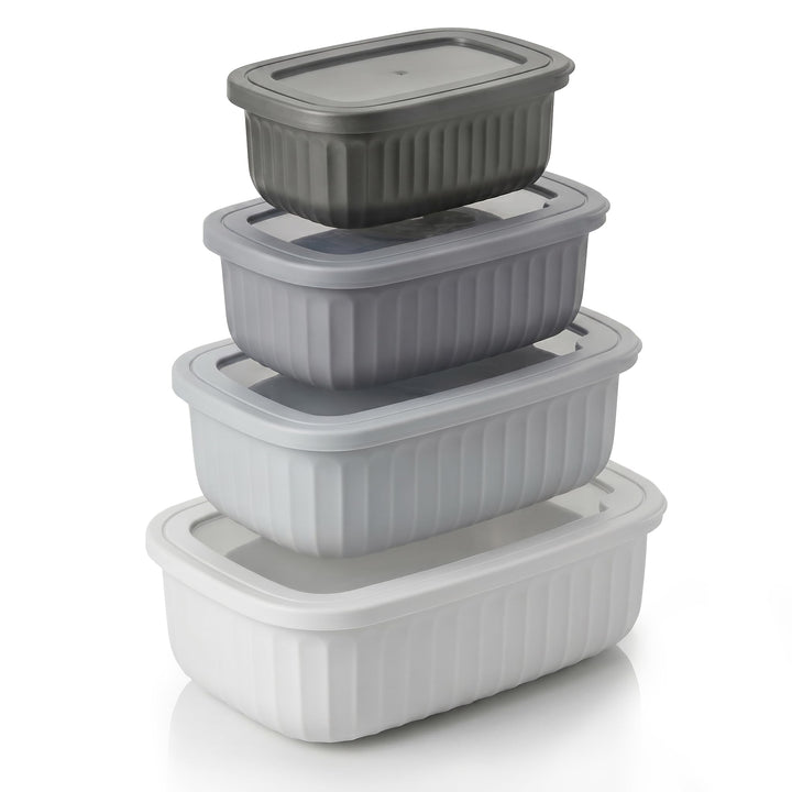 Arendo – Vorratsdosen mit Deckel – Lunchbox Set - 4 Dosen bis zu 4 Liter – Dampf-/Druckventil – inei