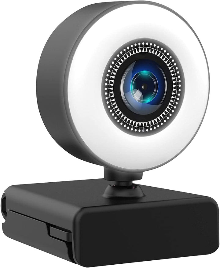 Somikon Webcam mit Licht: Full-HD-USB-Webcam mit LED-Ringlicht, Autofokus, Dual-Mikrofon, H.264 (Kam