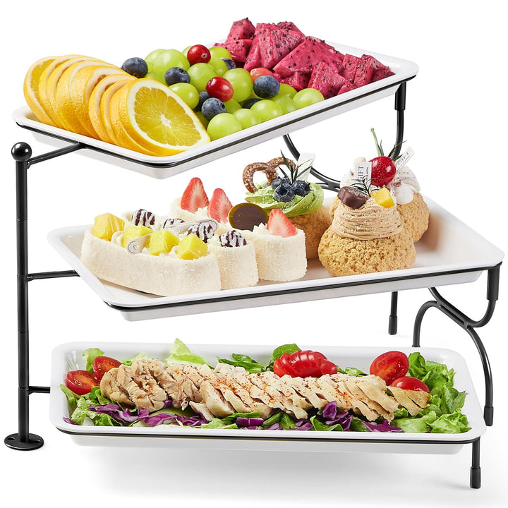 Lifewit Etagere 3 Etagen mit 30 x 17 cm/12x 6.5 Servierplatte, Kunststoff Serviertablett Serviertell