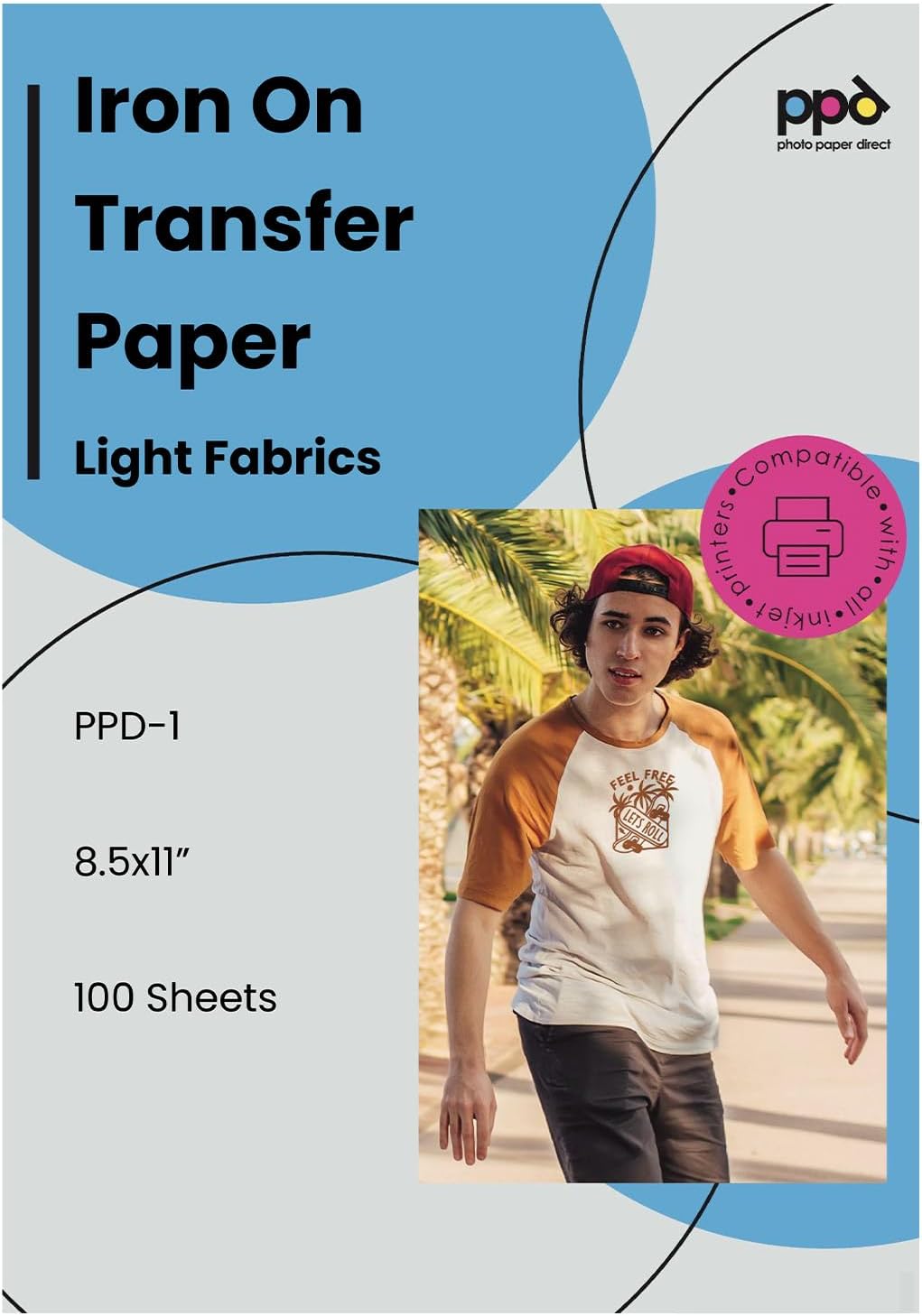 PPD 100xA4 Inkjet Premium Transferpapier für helles Textil, Bügeleisen und Transferpresse