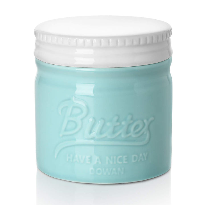 DOWAN Butterdose Keramik, Französische Butterdose mit Deckel, Wassergekühlte Butterdose mit Wasserli