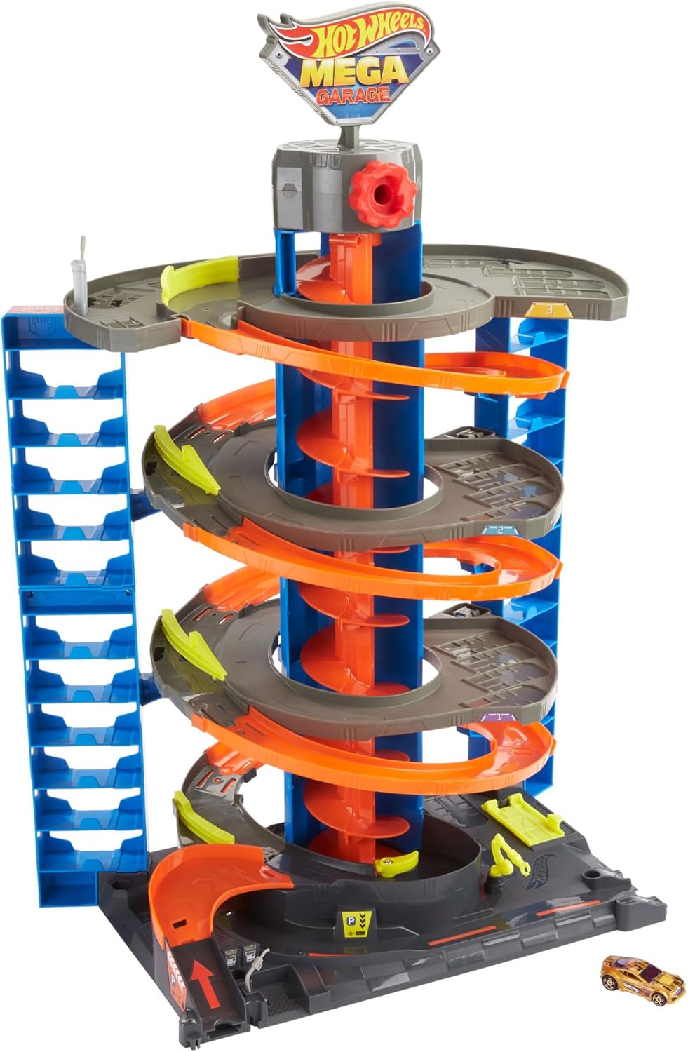 Hot Wheels GTT95 - City Power-Parkgarage Spielset mit Aufzug, für 60+ Fahrzeuge, mit 1 Hot Wheels Fa