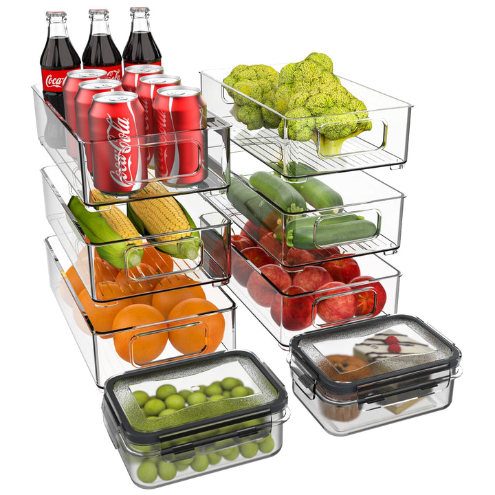 Diwoker Kühlschrank Organizer Stapelbar, Aufbewahrungsbox Küche Organizer, Speisekammer Vorratsbehäl