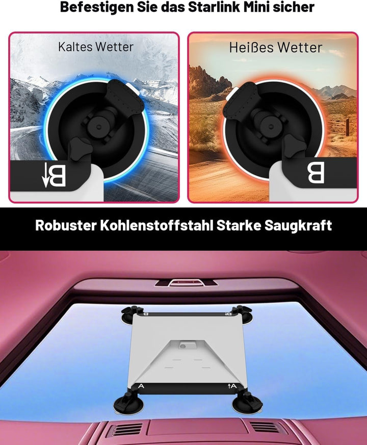 Starlink Mini Autohalterung - Starlink Halterung für Fenster und Schiebedächer, Saugnapfhalterung St