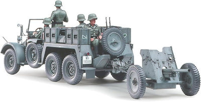 TAMIYA 300035259 - 1:35 WWII Deutsche Krupp Protze mit PAK (4), 37 mm, Grau