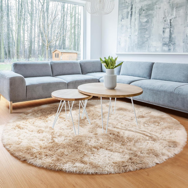 Rund Teppiche Hochflor Rund Teppich Wohnzimmer Langflor Teppiche für Wohnzimmer flauschig Shaggy Sch