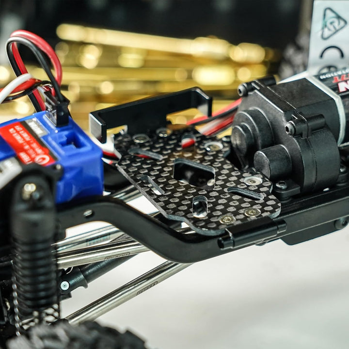 INJORA LCG Carbon Fiber Chassis Frame Kit mit Batterieablage für 1/18 TRX4M Defender Bronco K10 F150