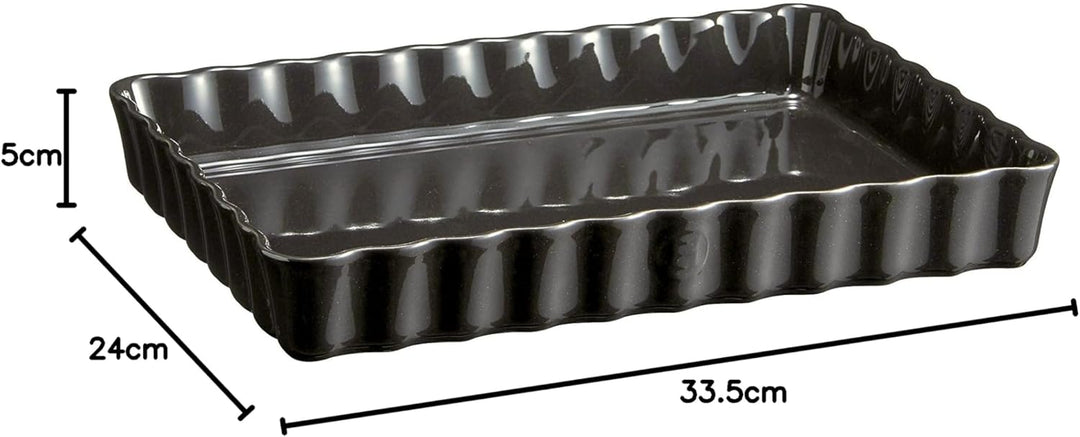 Taartvorm diep rechthoek 2.40 Ltr Emile Henry 6038-79 Fusain Dunkelgrau, Dunkelgrau
