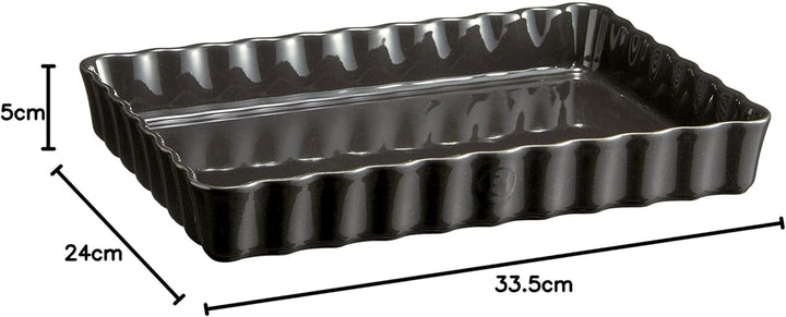 Taartvorm diep rechthoek 2.40 Ltr Emile Henry 6038-79 Fusain Dunkelgrau, Dunkelgrau