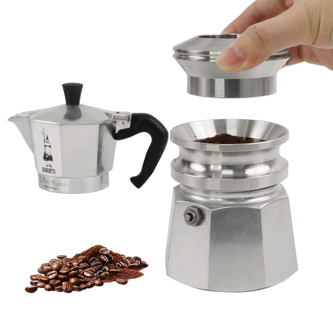Kaffeestampfer für Mokkakanne, 304 Edelstahl, Espresso-Kaffee-Trichter, kompatibel mit Aluminium-Esp