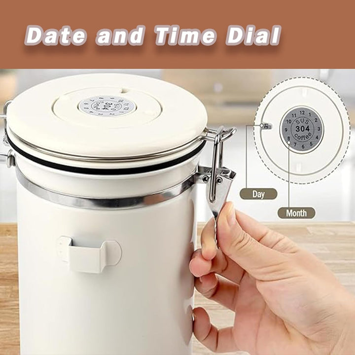 JAWAI 1,8L Luftdichte Edelstahl Kaffeedos, Kaffeebohnen Behälter, Kaffeedose Luftdicht, Geeignet für