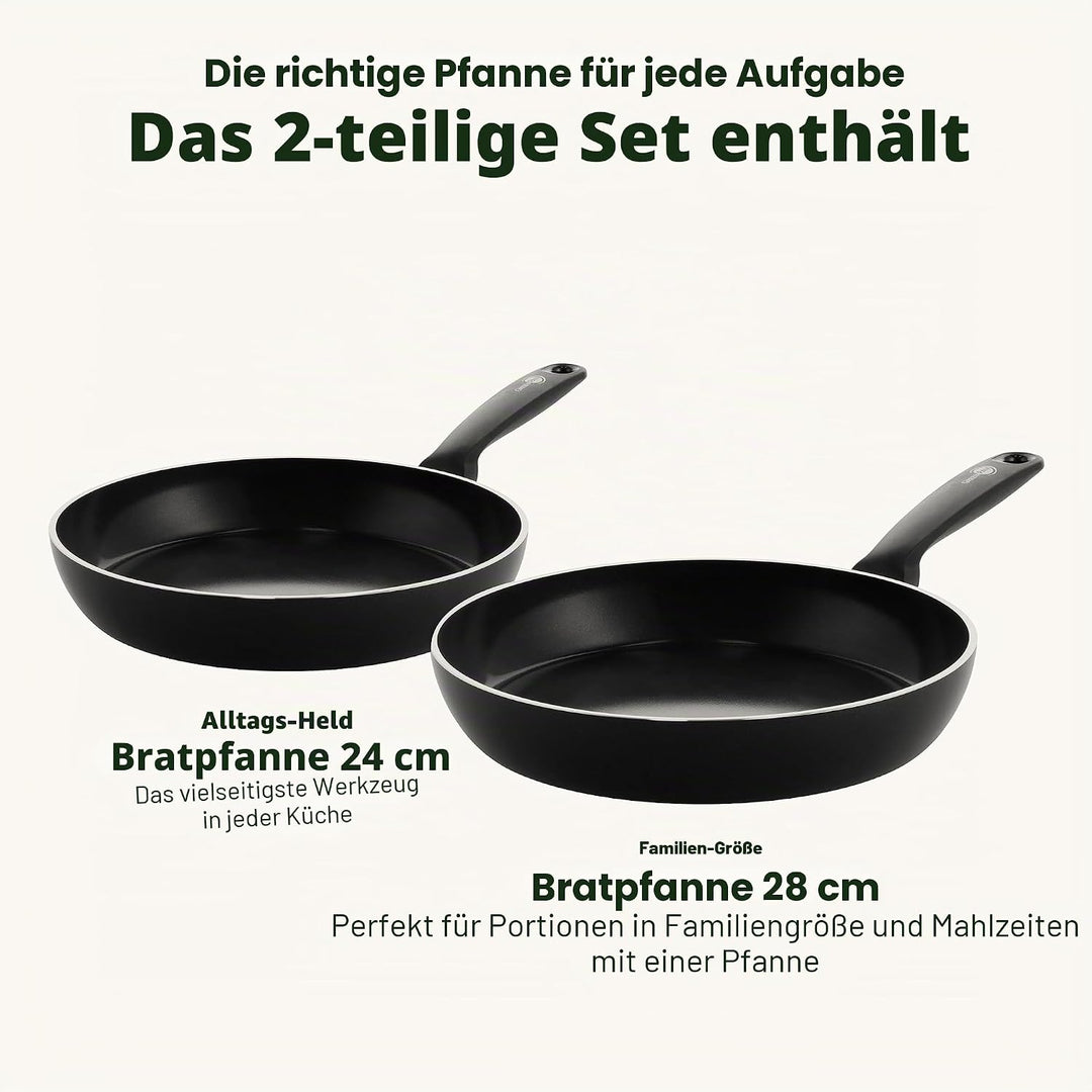 GreenPan Torino Gesunde Antihaft-Keramik Bratpfanne 2er Set, 24 cm & 28 cm, PFAS frei, Induktion, Ba