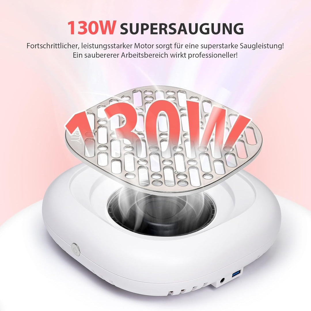 130W Nagelstaub-Sammelmaschine, Nagelstaubsauger mit leistungsstarkem Absaugventilator für Maniküre,