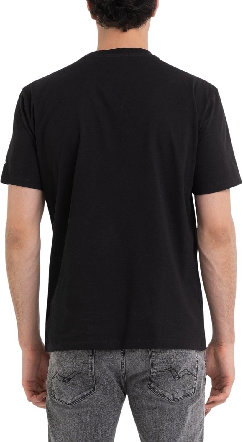 Replay Herren T-Shirt Kurzarm Rundhalsausschnitt mit Logo XL Black 098, XL Black 098