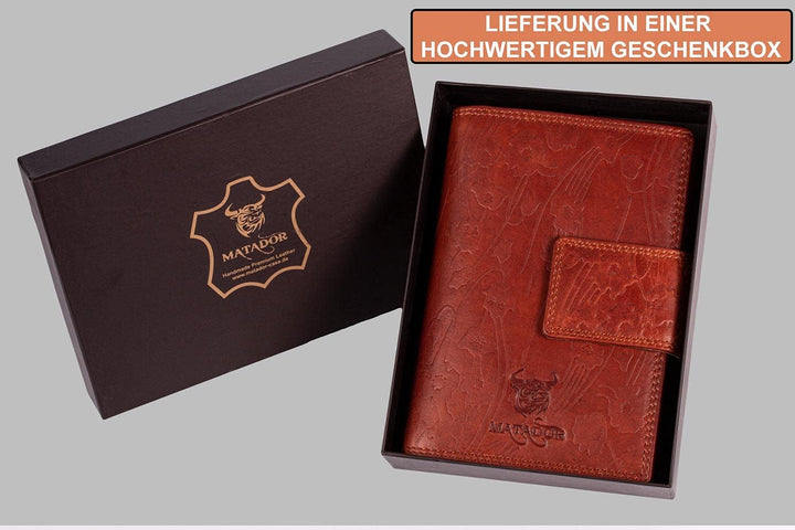 MATADOR Damen Echt Leder Brieftasche Geldbörse Damen TüV Geprüfter RFID Travel Organizer Blumen Vint