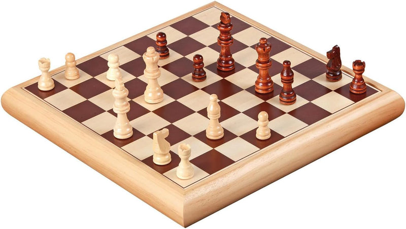 Philos 2803 - Schach-Dame-Set, beidseitig bedrucktes Brett mit Holzbox