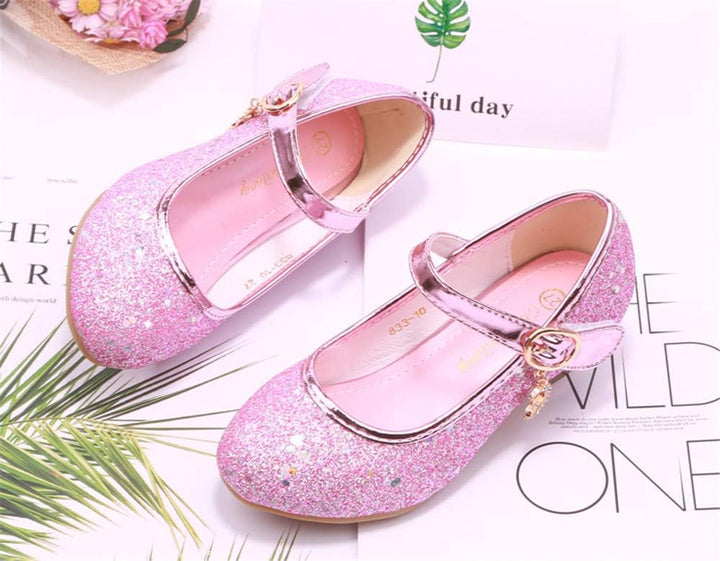 YOSICIL Mädchen Schuhe Prinzessin Festliche Schuhe Niedriger Absatz Glitzer Schuhe Kinder Hochzeit S
