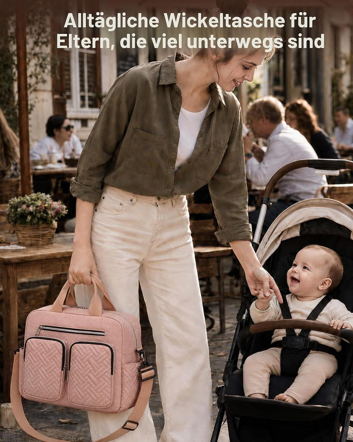 KONO Baby-Wickeltasche, stilvoll, für Mama und Papa, wandelbare Reisetasche mit isolierten Taschen R