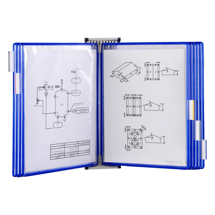 Tarifold 114001 - A4 PVC-Taschen mit Zapfen für Wanddisplayset und Dokumentenablage aus Metall, blau