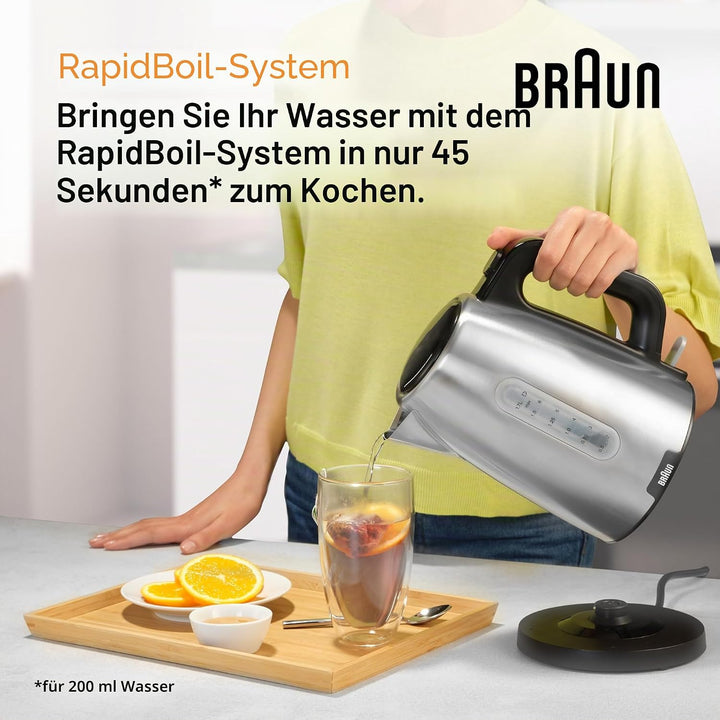 Braun PurShine Wasserkocher WK1500 BK – Teekocher mit 360° Basis, Abschaltautomatik, 1,7 L Füllmenge