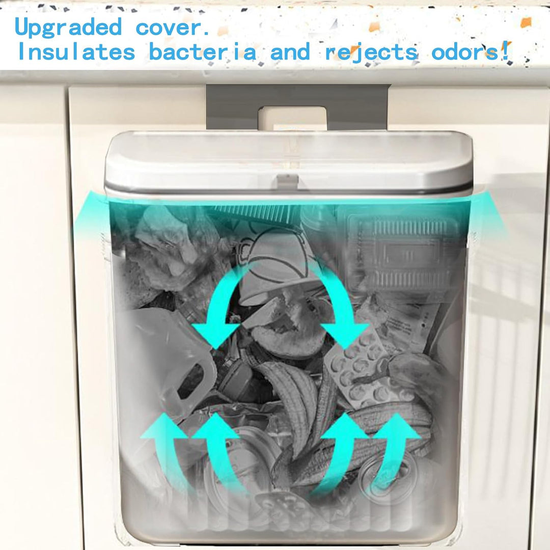 Biomülleimer Küche, 9L Hängender Mülleimer Küche mit Deckel, komposteimer für Küche/Badezimmer/campi