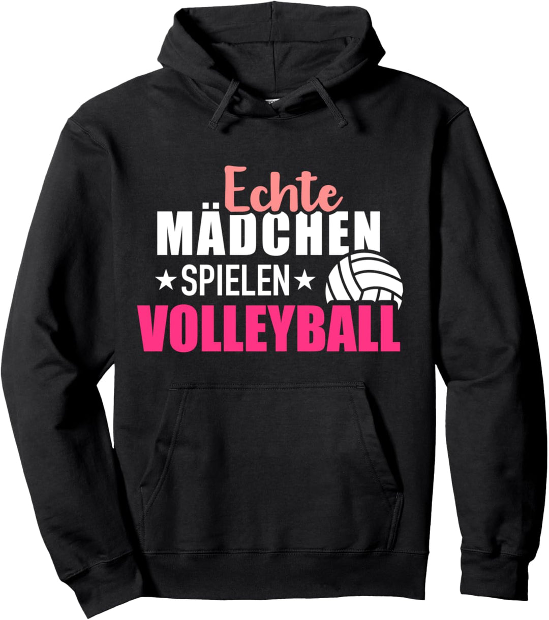 Echte Mädchen spielen Volleyball Pullover Hoodie