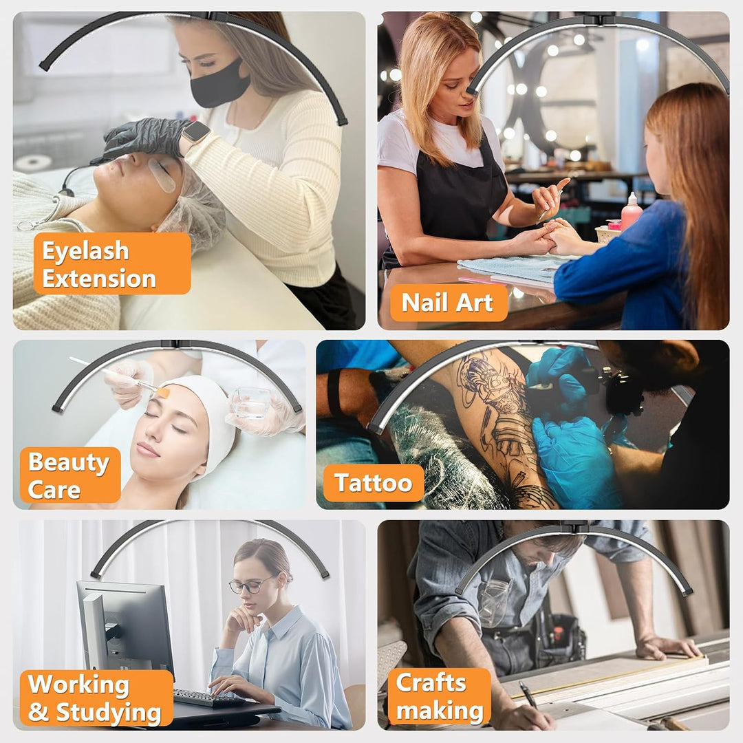 Halbmond Lampe Kosmetiklampe, 70CM Wimpern Lampe für Wimpernverlängerungen/Nägel mit Telefonhalter -