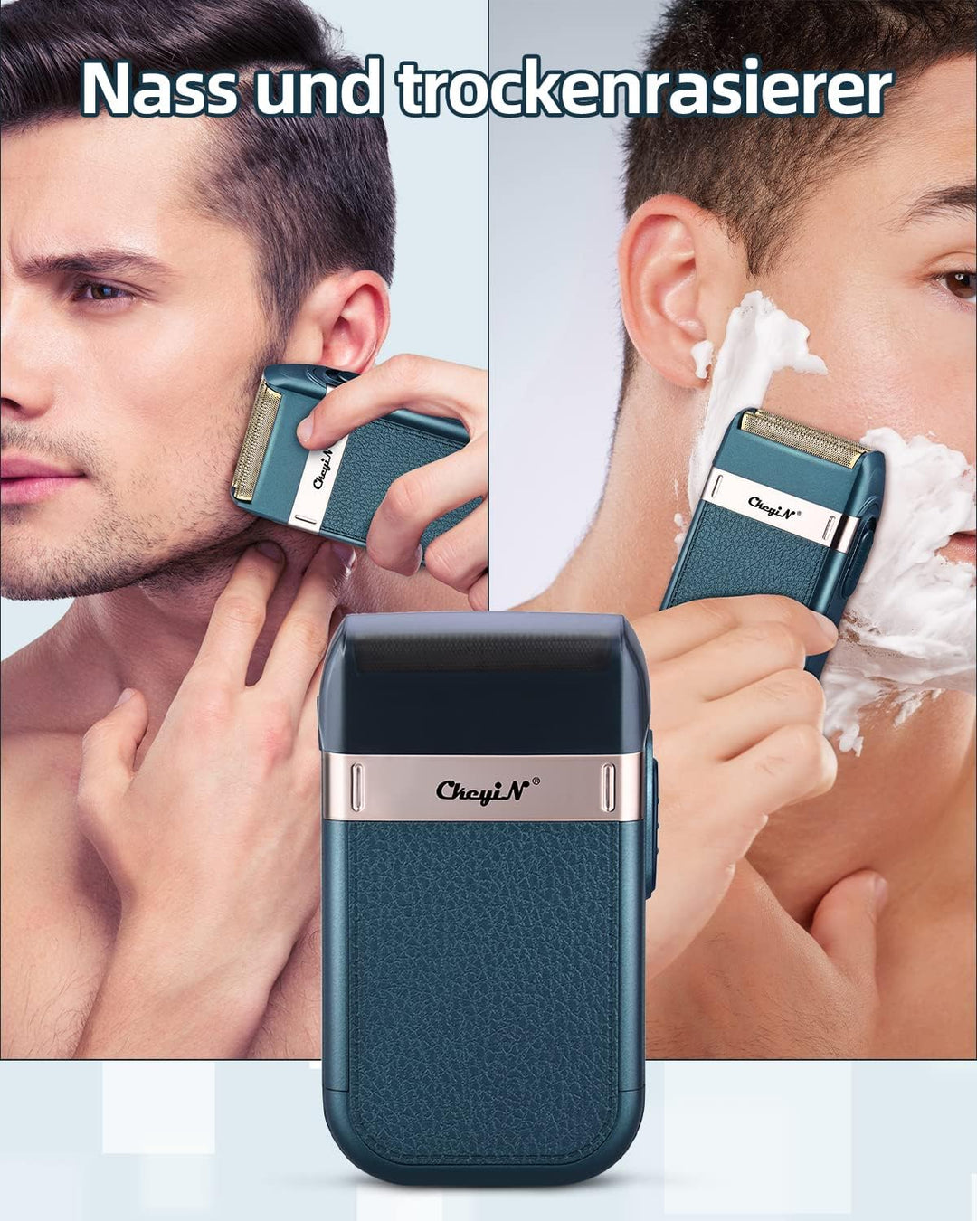 CkeyiN Elektrorasierer Herren, Rasierer Elektrisch, Rasierapparat Blau,Präzisionstrimmer,Barber Shav