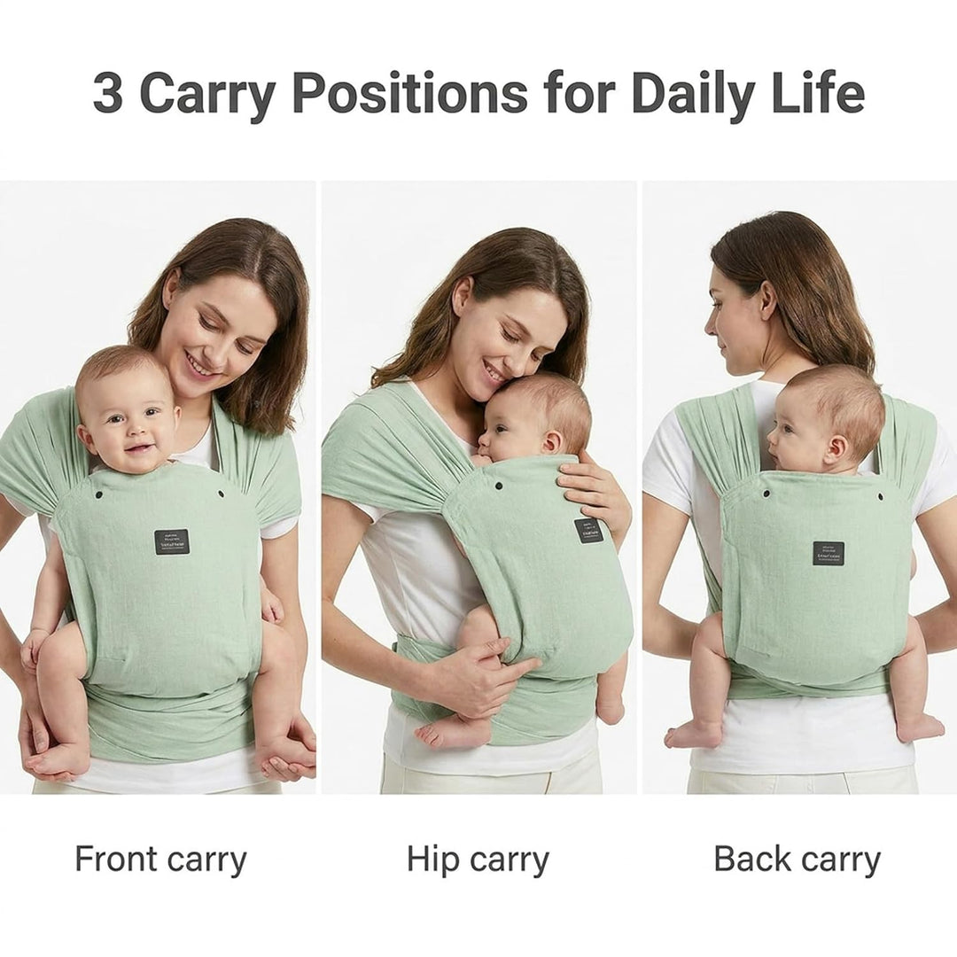 Bebamour Babytrage für Neugeborene, verstellbar, Einheitsgrösse, einfach anzulegen,Green, Green